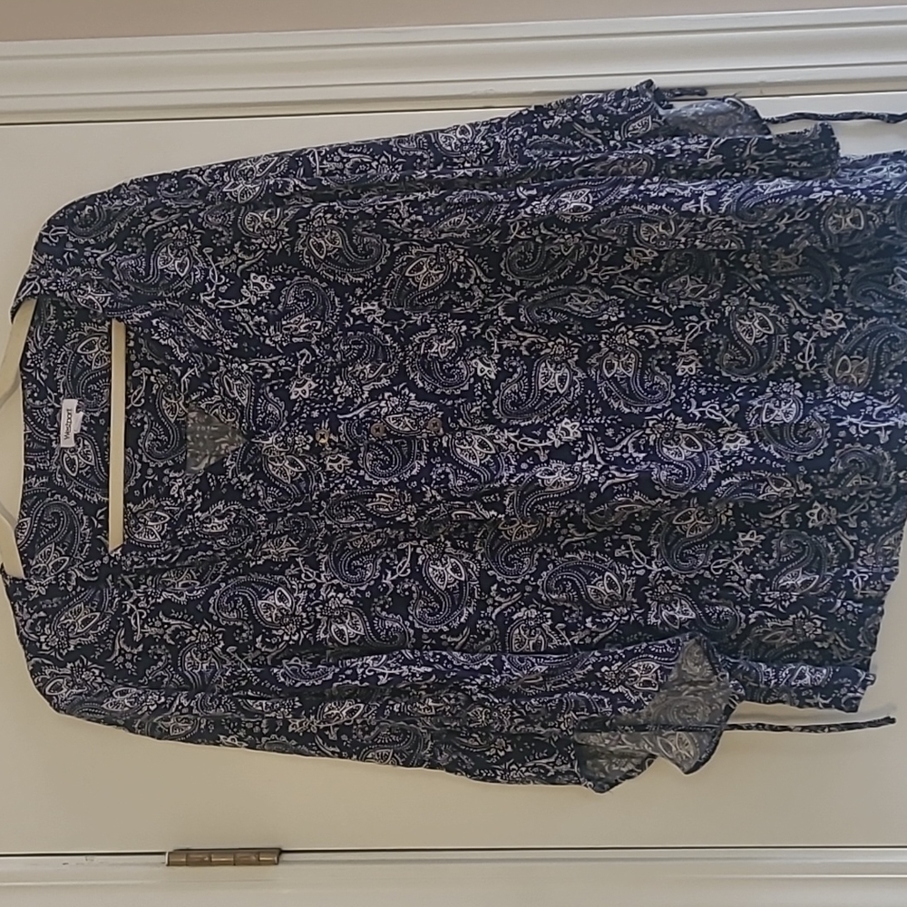 Navy paisley women's blouse